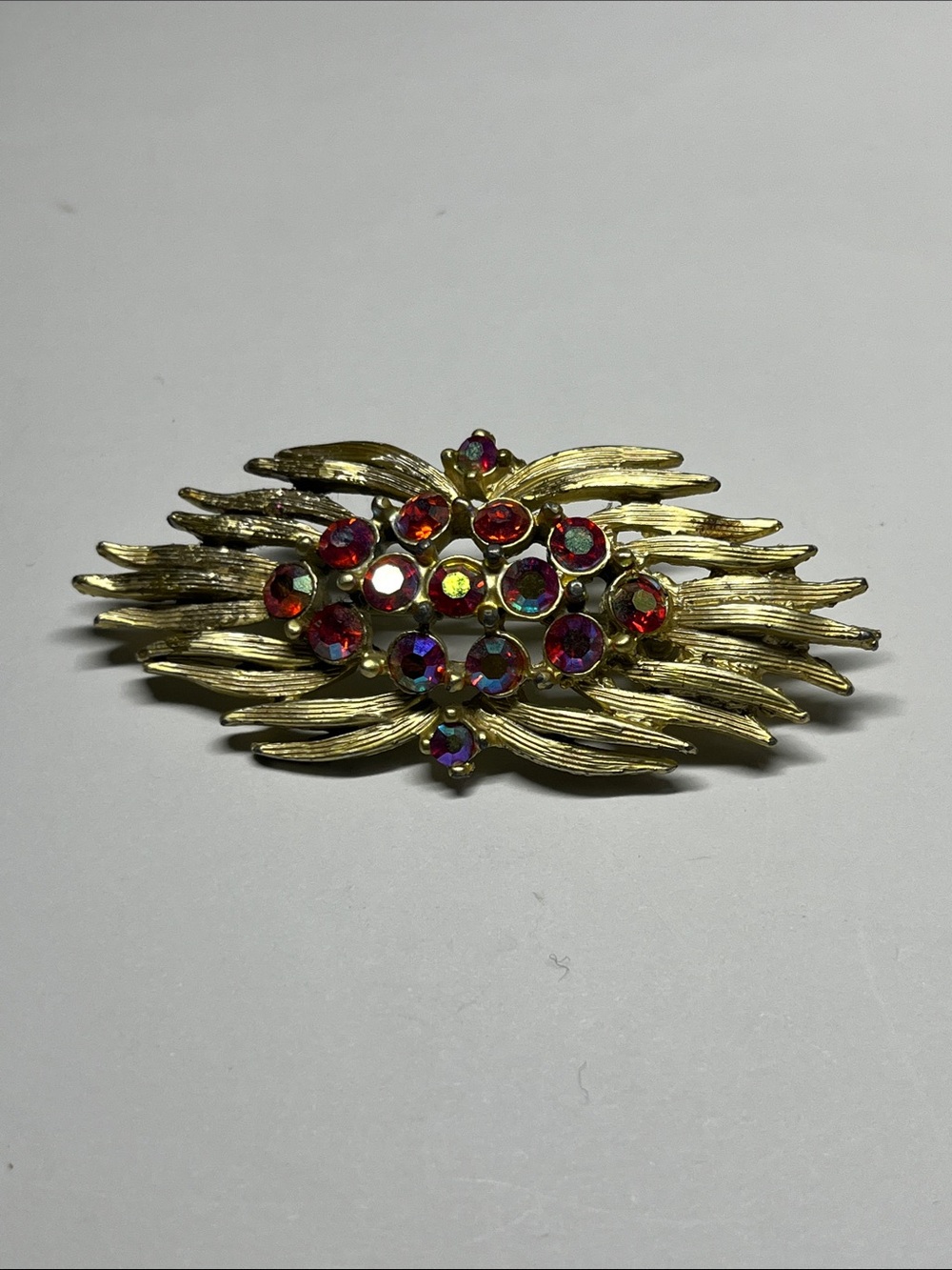 Gold-Tone Aurora Crystal Floral Wave Brooch - Multicolor
